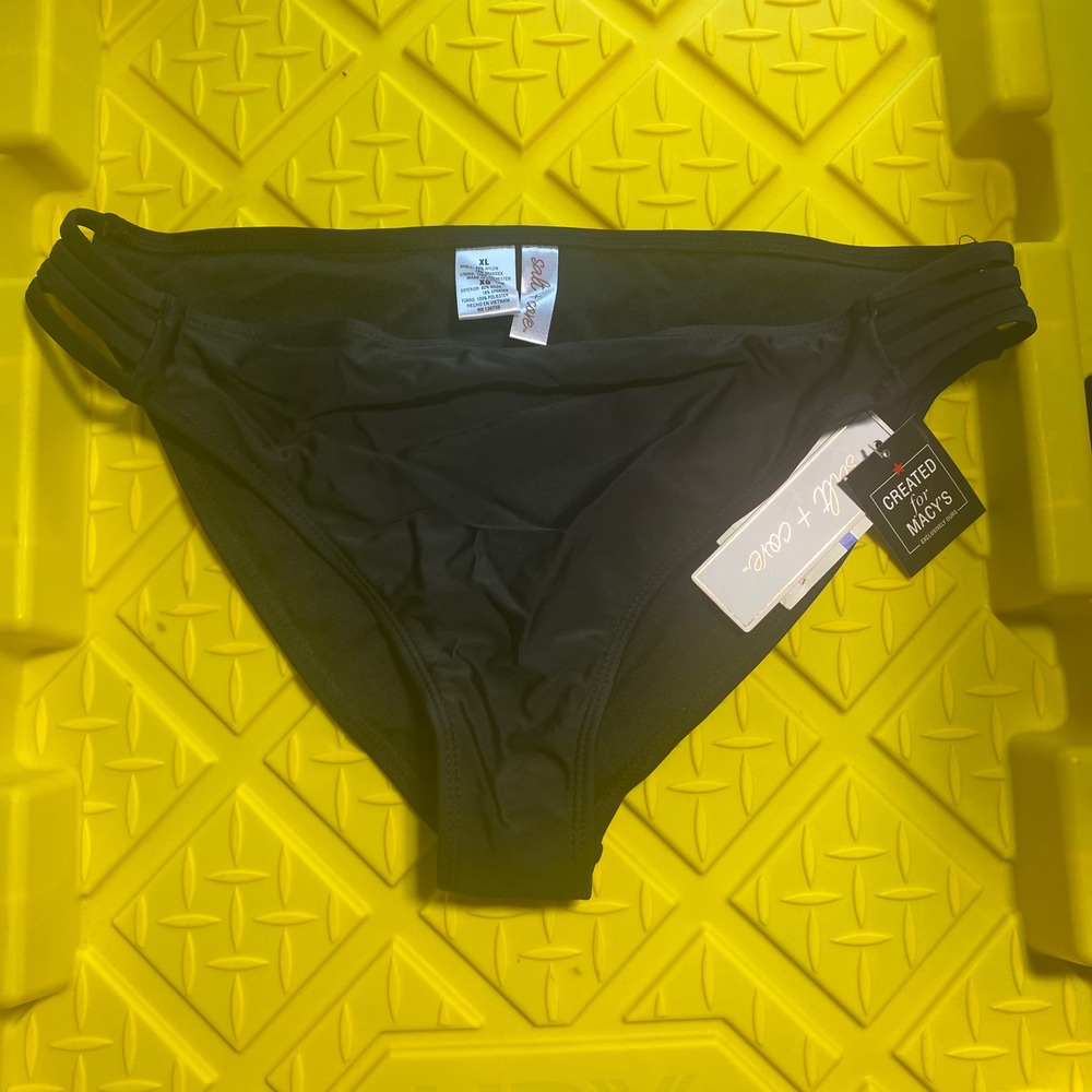 Bikini‎ Bottom Womens Black Salt + Cove Size XL Side Cutouts MSRP $20 NWT